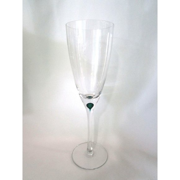 Orrefors Intermezzo Green Teardrop Stem Tall Goblet Wine EUC Sweden Discontinued - Picture 4 of 12